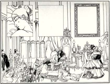 Yslaire (Bernard Hislaire) | Yslaire - Sambre / Samber - Originele inkttekening op board - Bacchanaal in Bordeel - (1985/1990) | Catawiki