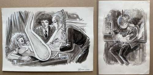 Géron, Jacques | Géron - 2x Dessin original - Page volante - Exemplaire unique | Catawiki