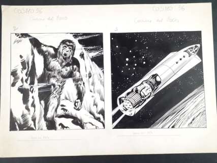 E. Tonelli | Cosmo Ponzoni n. 56 - E. Tonelli - 2x Illustrazioni Originali "Corriere del 2000" - Page volante - Exemplaire unique | Catawiki