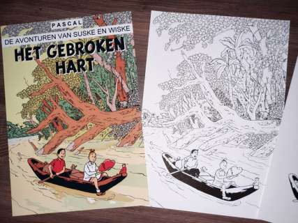 Schokaert, Pascal | Schokaert, Pascal - 2x Originele tekening + kleurenprint - Hommage aan Hergé en Willy Vandersteen | Catawiki