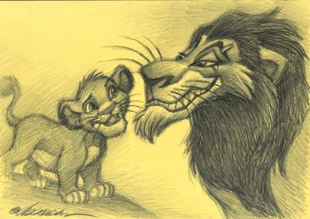 Joan Vizcarra | Simba & Scar [The Lion King] - Original Drawing - Joan Vizcarra - Pencil Art | Catawiki