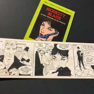 Holdaway, Jim | Holdaway, Jim - Original strip - Modesty Blaise - Trapped by Uncle Happy + book - (1965) | Catawiki