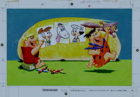 Unknown A Artist - flintstones magic rub-off pictures box cover painting (large art - 1962)
