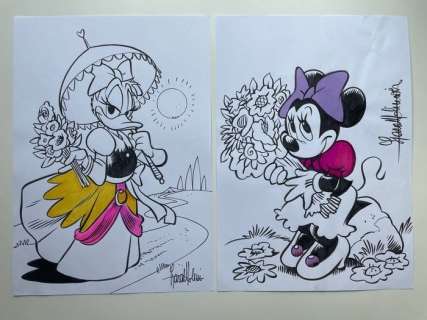 Lara Molinari | Lara Molinari - Disegni Originali - "Minnie e Paperina" - Page volante - Exemplaire unique - (2020) | Catawiki