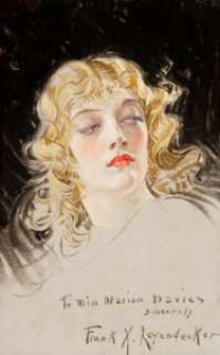 Frank Xavier Leyendecker (American, 1877-1924)
 Marion Davies
 Oil on canvas laid on board
 8.5 x 6 in.
 Signed and insc... | Heritage