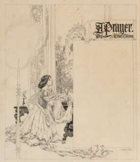 Franklin Booth (American, 1874-1948)
 A Prayer, interior magazine illustration
 Ink on paper
 10.75 x 9 in. (image)
 Sig...