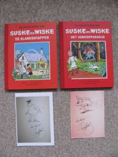 Willy Vandersteen | Suske en Wiske 45 + 47 - De Klankentapper + Het Hondenparadijs - Rode Klassiek Reeks - 2x fraaie pentekening Paul Geerts - Cartonné - Réédition - (1998) | Catawiki