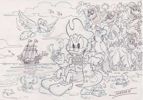 Julian Jordan | Julian Jordan - Ducktales - Scrooge McDuck - Caribbean Island - Size: 29,8 x 21 cm. A4 | Catawiki