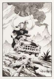  - Mark Schultz (American, b. 1955)
 Scenes from the Xenozoic Age, 1994
 Ink on paper
 15-1/4 x 10 in.
 Signed and dated lo...