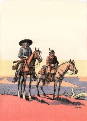 Blutch | Sur la Piste de Blueberry – Illustration originale de la couverture de Ballade pour un cercueil | Galerie Barbier