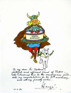 Hergé | Dessin original Tintin viking: Encre de Chine et aquarelle avec un | Millon