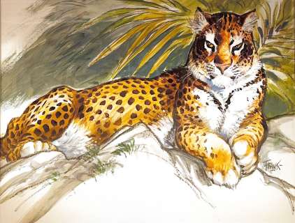 Frank Pé | Le Tigre, dessin original très très grand format à l’aquarelle et à l’acrylique. | Septimus