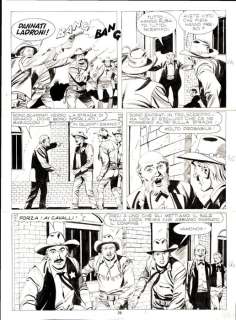 Guglielmo Letteri | Tex n. 257 - Guglielmo Letteri -Tavole Originali "La pista nel cielo" - Page volante - Exemplaire unique - (1982) | Catawiki