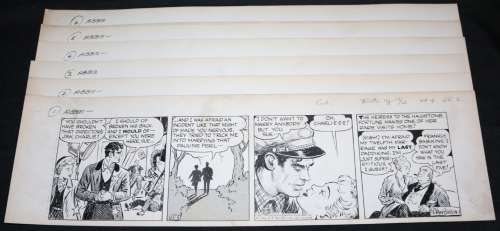 Raeburn Van Buren - abbie an‘ slats 6pc daily strip art lot - week of 12/8 - 12/13/1947