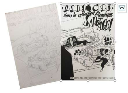 Daniel Torres | Torres, Daniel - Tinta y boceto Cartel Ã¡lbum 10 Sabotaje Francia - (1983) | Catawiki