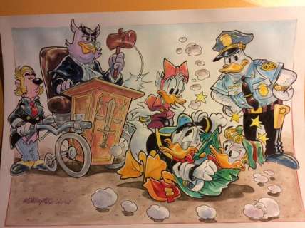 Alessandro Gottardo | Donald Duck - â€œVerdetto in piazzaâ€ - Page volante - Exemplaire unique - (2020/2020) | Catawiki