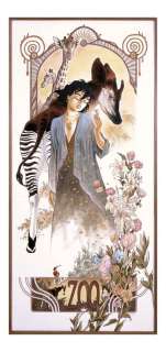 Frank Pe - Peinture originale "L‘Esprit Okapi", réalisée pour une exposition en hommage à Mucha au château d‘Emines, éditée en affiche, 2010. Signé