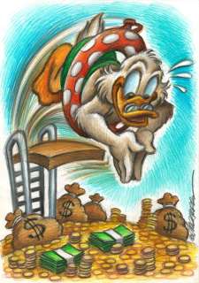 Joan Vizcarra | Uncle $crooge "Money Pool" - Original Drawing - Joan Vizcarra - Pencil Art - Original Art | Catawiki