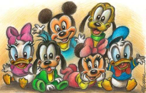 Joan Vizcarra | Baby Disney Family - Original Drawing - Joan Vizcarra - Pencil Art | Catawiki