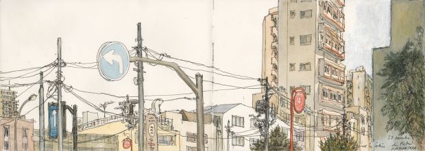 Nicolas de Crécy | NICOLAS DE CRÉCY – Vers la sortie du metro Kagurazaka – 27 novembre – REF 21 | Galerie Barbier