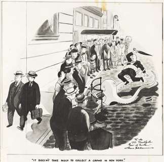 Lot 138 - CHARLES ADDAMS (1912-1988) "It Doesn‘t Take Much to Collect a Crowd in New York."