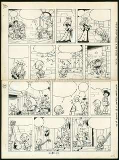 Peyo - Planche originale. Troisième page d‘un récit de 4 paru dans spirou 1354 - Johan et Pirlouit