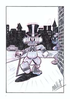 Millet | Scrooge McDuck - Scrooge McDuck followed by a Beagle Boy - Signed Original Drawing by Millet | Catawiki