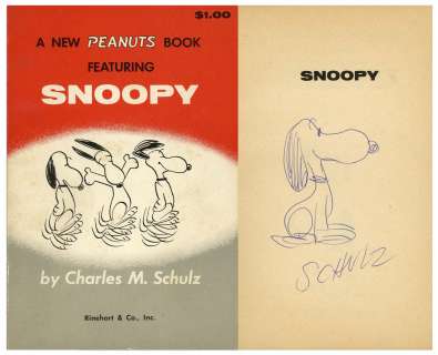 Charles Schulz Hand-Drawn Sketch of Snoopy in ’’A New Peanuts Book Featuring Snoopy’’ -- Without Inscription | Nate Sanders