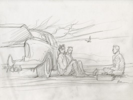 Enki Bilal | GRAPHITE IN PROGRESS 3 – Dessin original 55 | Galerie Barbier