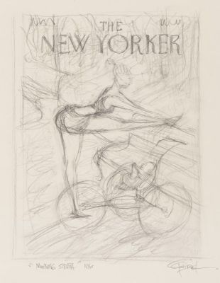 Carter Goodrich | Morning Stretch - Proposed Preliminary Sketch for The New Yorker Cover, 2015 | Philippe Labaune Gallery