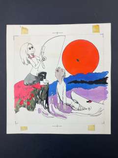 Marco Rostagno | Marco Rostagno - Alice e lo Squalo - Originale retrocopertina - Page volante - Exemplaire unique - (1971) | Catawiki