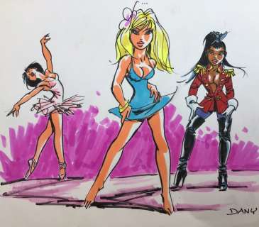 Dany | Dany - Dessin original couleur - Colombe et ses Amies | Catawiki