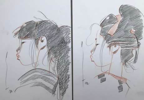 Michetz, Marc | Michetz, Marc - 2x Dessin original - Geisha | Catawiki