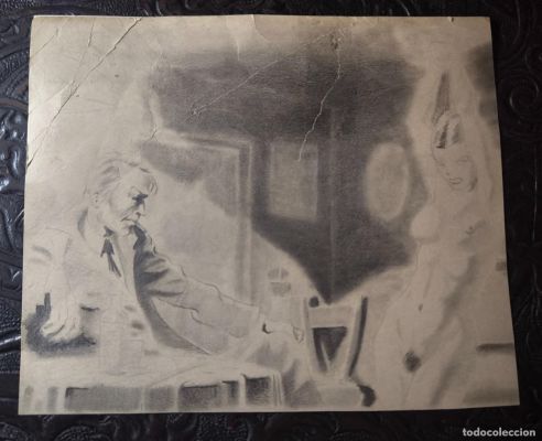 ILUSTRACIÓN DIBUJO A LÁPIZ. Boceto Trabajo. Cómic pulp horror erótico. Escuela Valenciana Años 60/70 | todocoleccion (Buy It Now)