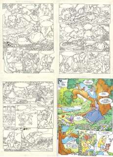 François Corteggiani, Andrea Nicolucci, Sara Storino | Alice in Wonderland E GN 98-04 - "Alice au pays des Merveilles" - 3 Original inked comic pages by Andrea Nicolucci and Sara Storino - (1997) | Catawiki