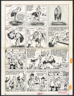 Marcel Gotlib | Planche originale 5 pour l’ histoire complète en 6 pages " Grëtel cigogne de première classe " - Les Dingodossiers | Daniel Maghen