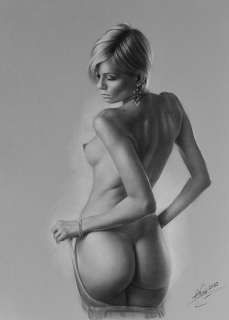 Denis Prenzel | Denis Prenzel - Original drawing - Pin up art Nude - Lena - Size: 29,7 x 42 cm. - (2022) | Catawiki