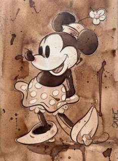 Guti, Coffee Artist | Minnie Vintage - Original Coffee Painting - 32 x 23 cm - Guti Signed - Original Artwork | Catawiki