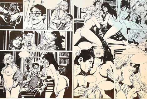 Martín Saurí | Penthouse Comix - Lissa #66 - 2 Original pages by Martín Saurí - Size (2x): 35 x 45 cm. - Page volante (2004) | Catawiki