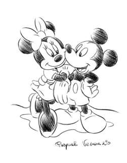 Pasquale Venanzio | Mickey Minnie relaxing - original signed Disney Store drawing by Pasquale Venanzio - Page volante | Catawiki