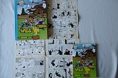 Jef Nys - Nys, Jef - 3 originele pagina‘s Jommeke 1, 2 en 3 + 2 albums - Jacht op de voetbal (p.7) + De koningin van Onderland (p.7) + De zingende aap (p.7) - hc/sc - (1959/2006)