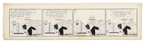 Chic Young Hand-Drawn ’’Blondie’’ Comic Strip From 1935 -- Blondie Takes Out Her Housewife Frustrations on Dagwood | Nate Sanders
