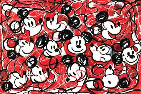 Tony Fernandez, Disney Artist | Mickey Mouse Inspired By Jackson Pollock’s "Free Form" (1946) - Original Painting - 50 x 35 cm - Tony Fernandez Signed - Acrylic Art - Original Artwork - No Reserve | Catawiki