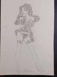 Roberto Baldazzini | Roberto Baldazzini - Illustrazione Originale "Pin Up" - Firmata - Page volante - Exemplaire unique | Catawiki