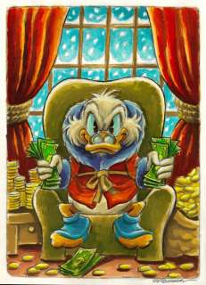 Joan Vizcarra | Scrooge McDuck, The King - Original Painting - Joan Vizcarra - 45 x 32 cm - Acrylic Art - Original Artwork | Catawiki