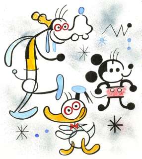 Tony Fernandez, Disney Artist | Mickey Mouse, Donald Duck and Goofy Inspired By Joan Miró’s “Barcelona Series II” (1944) - Original Painting - Tony Fernandez Signed - Original Art - No reserve price! | Catawiki