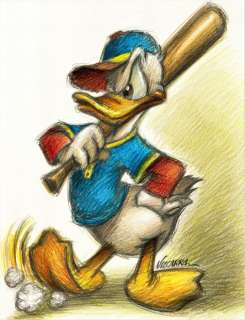 Joan Vizcarra | Donald Duck, The Baseball Player - Original Drawing - Joan Vizcarra - Pencil Art - Original Artwork | Catawiki
