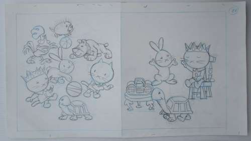 Ray Goossens (Studio) | Ray Goossens (Studio) - MUSTI - Originele pagina (potlood versie) (p.28) - Musti is jarig - (2003) | Catawiki