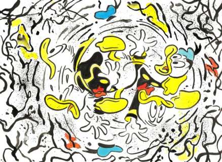 Tony Fernandez, Disney Artist | Donald Duck Inspired By Jackson Pollock’s "Summertime" (1948) - Original Painting - 48 x 32 cm - Tony Fernandez Signed - Original Acrylic Art - No reserve price! | Catawiki