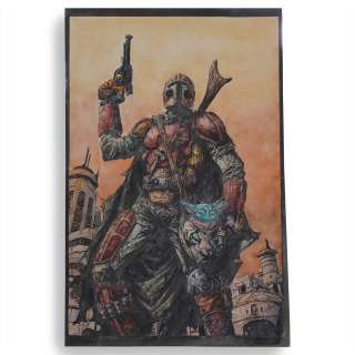 Mandalorian/Grogu painted sketchbook cover- Johnny Desjardins Original Art | ComicTom Shop